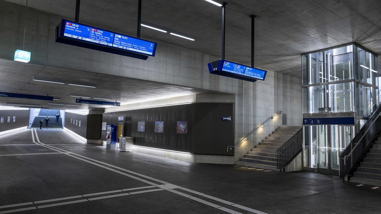 Le nouveau sous-voies de la gare de Fribourg. [Keystone - Peter Schneider]