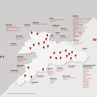 Une carte du Jura incluant les technologies médicales. [RTS - Gaël Klein]