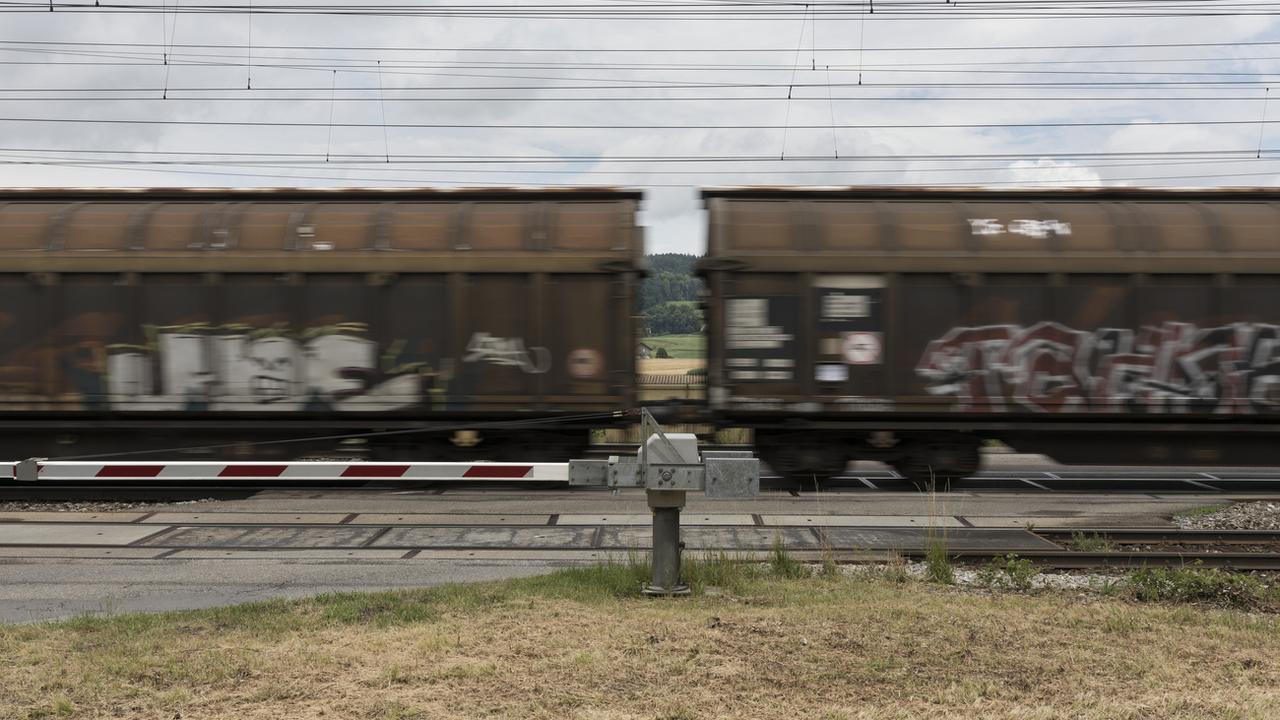 Des wagons avec des graffiti. [Keystone - Gaetan Bally]