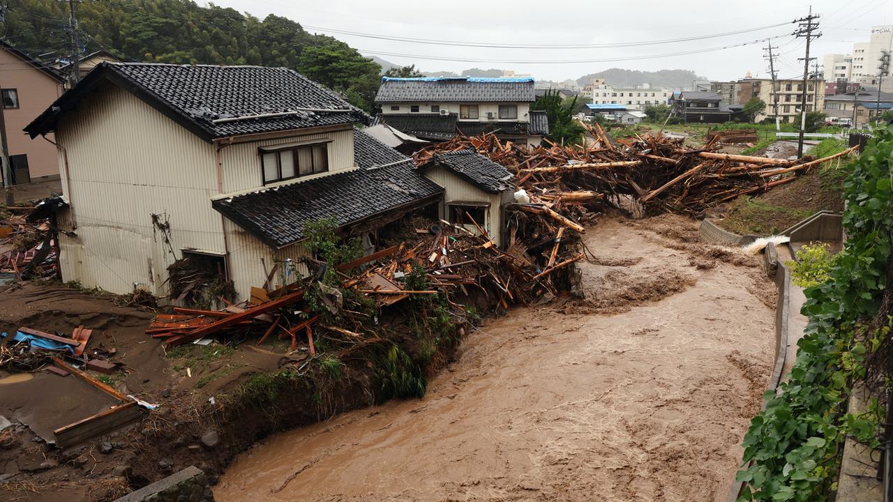 La ville de Wajima a été lourdement frappé par les intempéries. [KEYSTONE - JIJI PRESS]