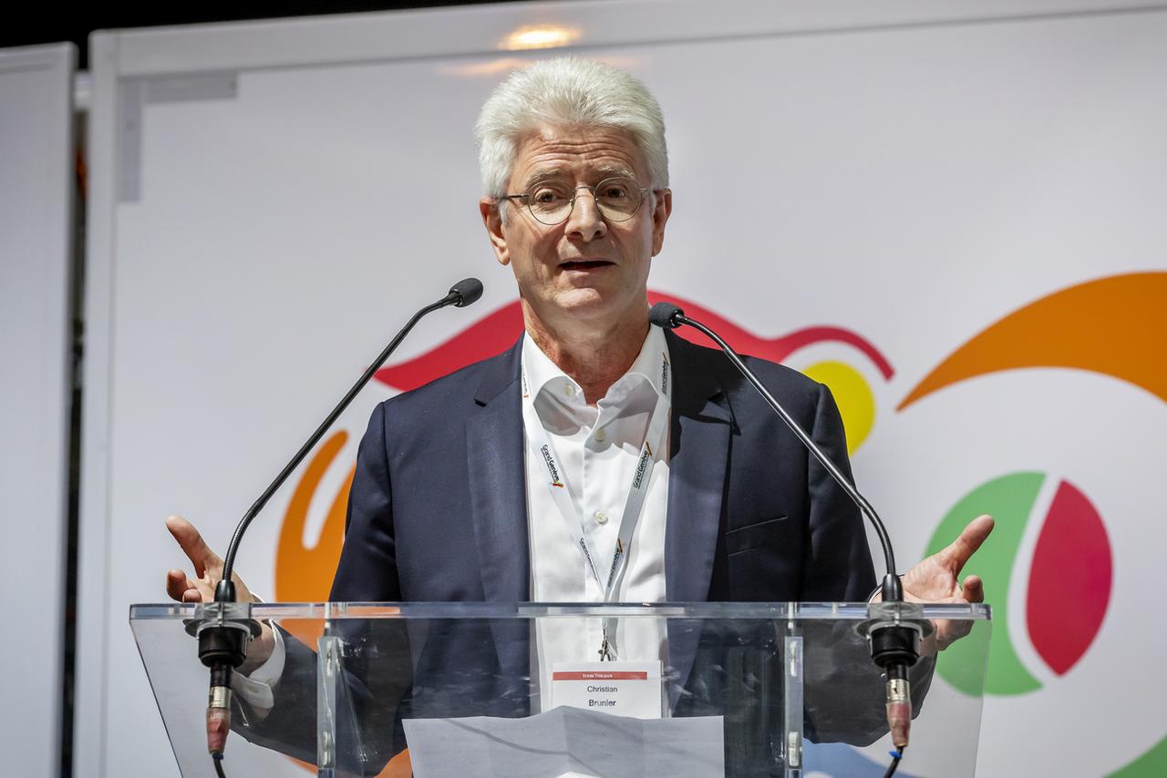 Christian Brunier, le directeur général des SIG, le 31 mai 2022 à Palexpo. [KEYSTONE - MAGALI GIRARDIN]