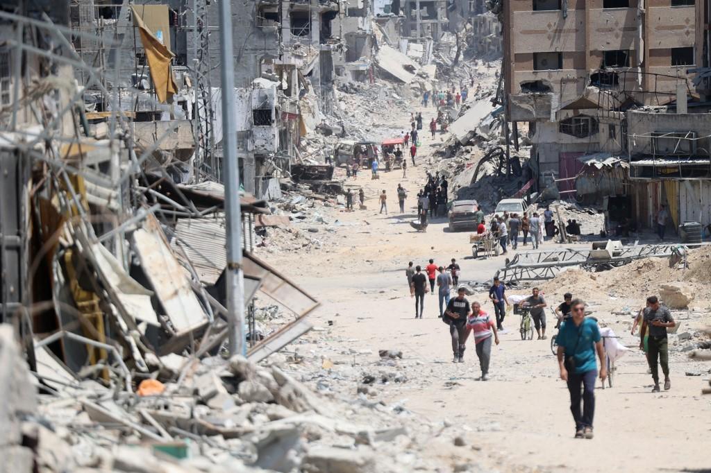 Les décombres des bâtiments dans le quartier de Choujaïya, dans la ville de Gaza. [AFP - OMAR AL-QATTAA]