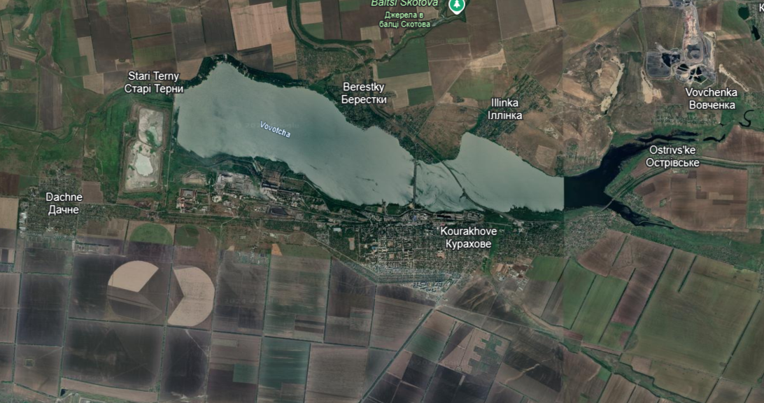 La localité de Kurakhove, dans la région de Donetsk. [Google Earth - RTSinfo]