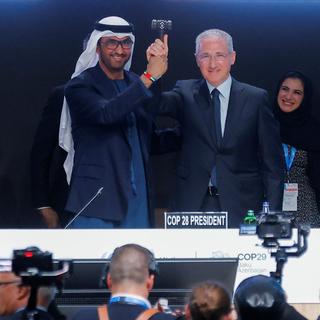 La COP29 s'est ouverte lundi matin à Bakou après la passation du président du précédent volet, le sultan Al Jaber, au nouveau président, Mukhtar Babayev. [Reuters - Maxim Shemetov]