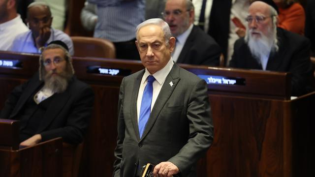 Le Premier ministre israélien Benjamin Netanyahu à la Knesset, le Parlement israélien. [KEYSTONE - ABIR SULTAN]