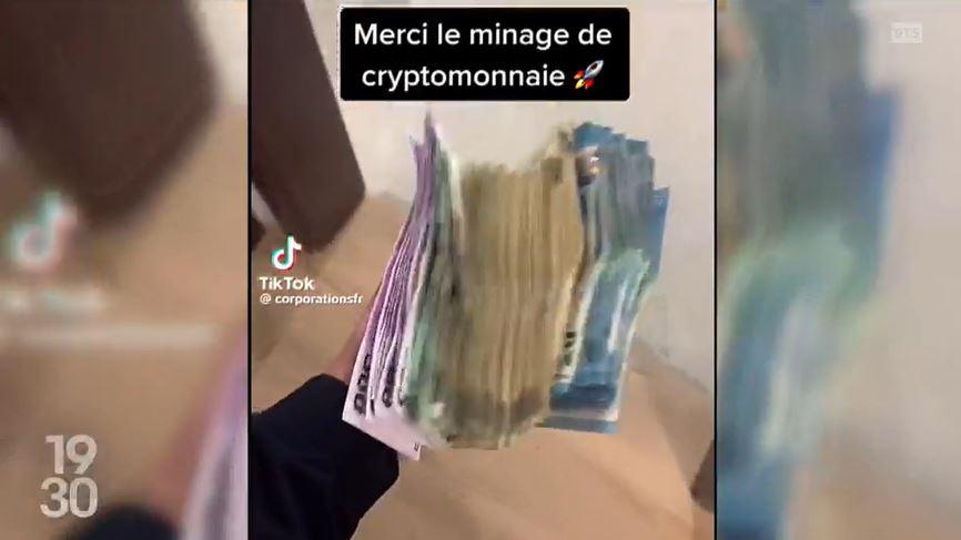 Risquées et parfois très rémunératrices, les cryptomonnaies séduisent de plus en plus les jeunes via les réseaux sociaux. [RTS]