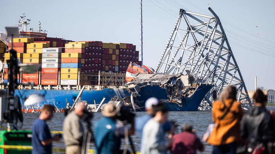 Le bateau qui est entré en collision en mars avec le pont de Baltimore a subi plusieurs pannes électriques [KEYSTONE - JIM LO SCALZO]