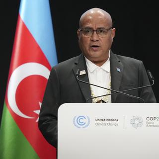 Le Premier ministre des Tuvalu Feleti Teo à la COP29 de Bakou (AZE). [AP Photo / Keystone - Sergei Grits]