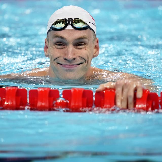 Le nageur genevois Roman Mityukov en finale du 220m. [Keystone/AP Photo - Ashley Landis]