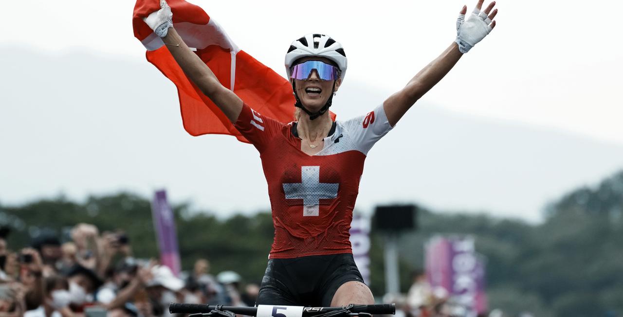 Jolanda Neff était championne olympique en titre en VTT. [KEYSTONE - THIBAULT CAMUS]