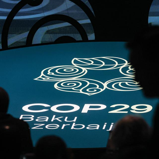 Le logo de la COP29. [Keystone - EPA/Anatoly Maltsev]