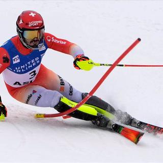 Loïc Meillard a confirmé sa présence au départ du slalom de Levi. [Keystone]