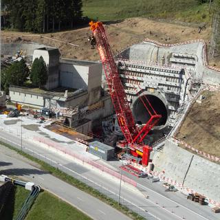 Les travaux du tunnel du Gothard. [Keystone - Ti-Press/Samuel Golay]