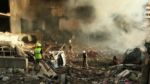 Des airs d'apocalypse après un bombardement sur la ville de Nabatiyeh, au Liban. [AFP - -]