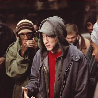 Le rappeur et acteur américain Eminem dans le film "8 Mile" (2002) de Curtis Hanson. [Imagine Entertainment/Mikona Productions]