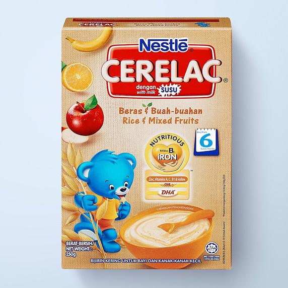 Le produit alimentaire pour enfants de Netslé Cerelac contient des sucres ajoutés. [Nestlé]