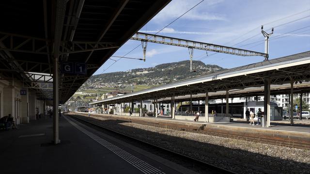 Les quais de la gare de Vevey (image d'illustration). [Keystone - Noemi Cinelli]