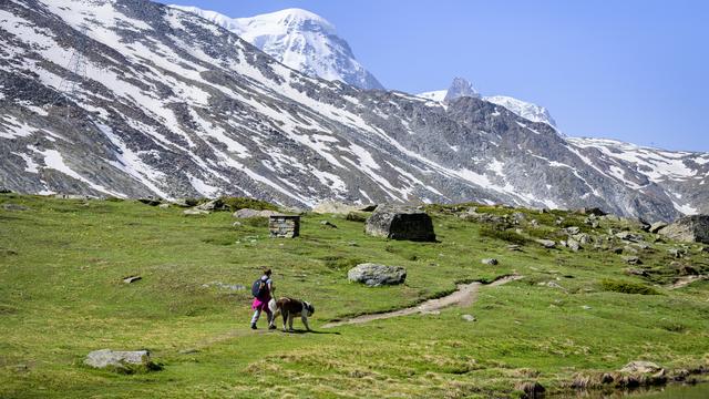 En Suisse, les chemins de randonnées sont menacés par l'emballement climatique et les catastrophes naturelles. [Keystone - Leandre Duggan]