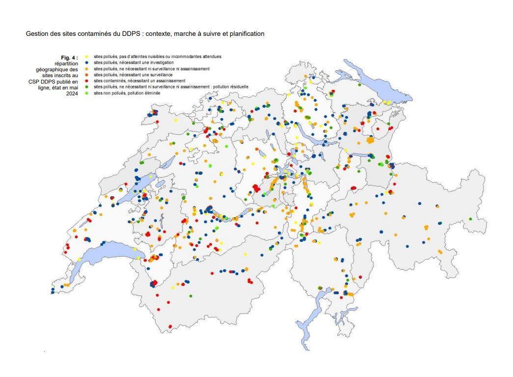 Les sites pollués par l'armée en Suisse. [DDPS]
