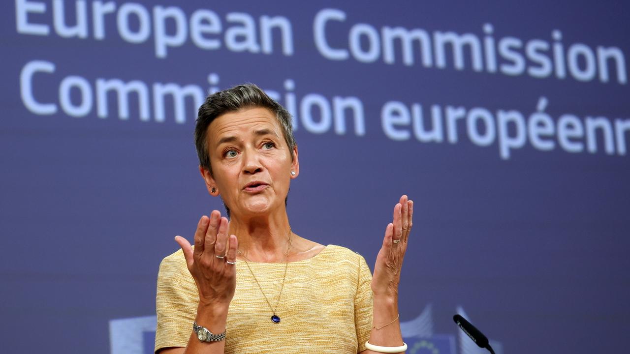 Executive Vice President for A Europe Fit for the Digital Age and Competition, Margrethe Vestager, gives a press conference following the European Court of Justice rulings on the Apple tax state aid and Google Shopping antitrust cases in Brussels, Belgium, 10 September 2024. The European Court of Justice (ECJ) ruled on 10 September that Google violated antitrust laws and upheld the fine of 2.4 billion euros (2.64 billion USD). The ECJ also ruled that Apple needed to pay the European Union 13 billion euros (14.3 billion USD) in back taxes. [Keystone - EPA/OLIVIER HOSLET]