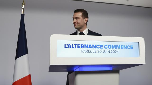 Jordan Bardella au soir du premier tour des législatives. [KEYSTONE - CHRISTOPHE PETIT TESSON]