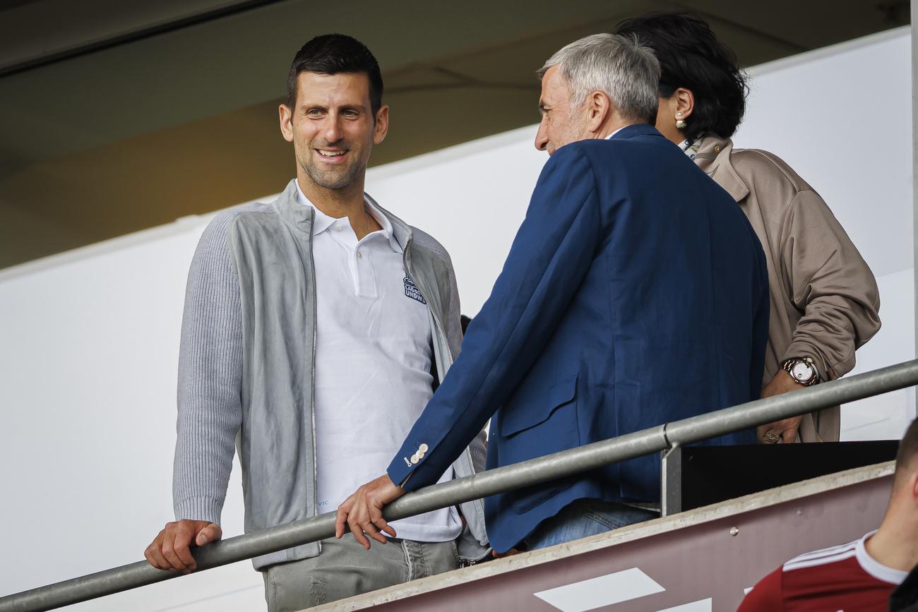 Novak Djokovic était présent au Stade de Genève. [KEYSTONE - VALENTIN FLAURAUD]