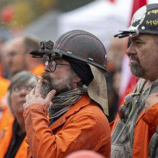 Manifestation pour le maintien de l'aciérie de Gerlafingen. [Keystone - Marcel Bieri]