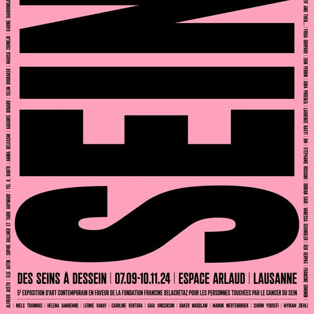 Affiche de la 5e exposition d’art contemporain "Des Seins à Dessein" à l'Espace Arlaud. [Espace Arlaud]