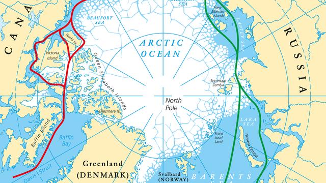 Carte des routes maritimes de l'océan Arctique [Depositphotos - Furian]