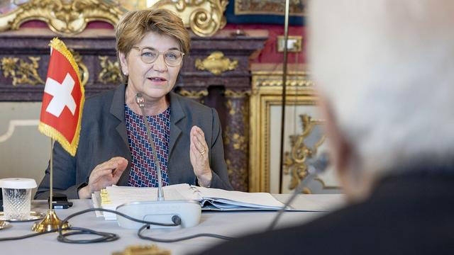 Viola Amherd en visite à Rome le 3.05.2024. [EPA/Keystone - Paolo Giandotti]