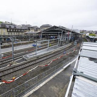 Une vue de la gare de Lausanne jeudi 2 mai 2024. [Keystone - Martial Trezzini]