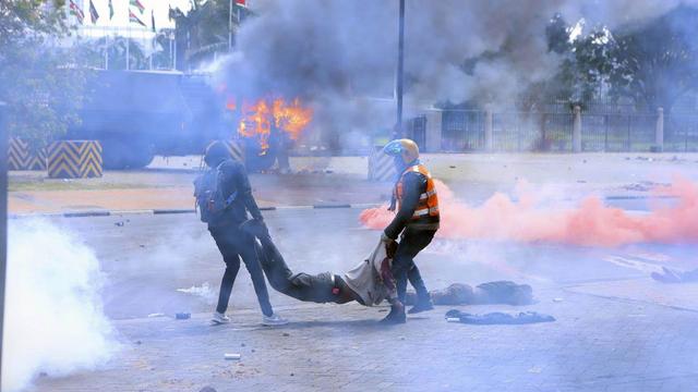 Au moins une personne a été tuée lors d'un mouvement de protestation antigouvernemental au Kenya. [Keystone]