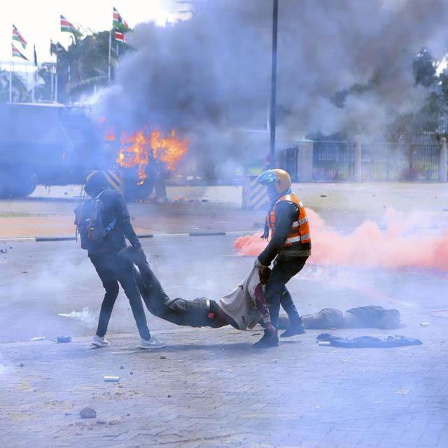 Au moins une personne a été tuée lors d'un mouvement de protestation antigouvernemental au Kenya. [Keystone]