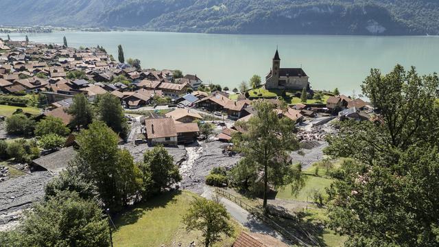 Le village de Brienz (BE) a souffert à cause d'orages. [Keystone - Adrian Reusser]