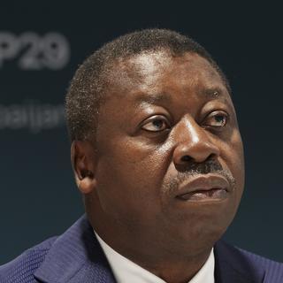 Le président du Togo Faure Gnassingbe prononce un discours à la COP29, à Bakou. [AP Photo / Keystone - Peter Dejong]