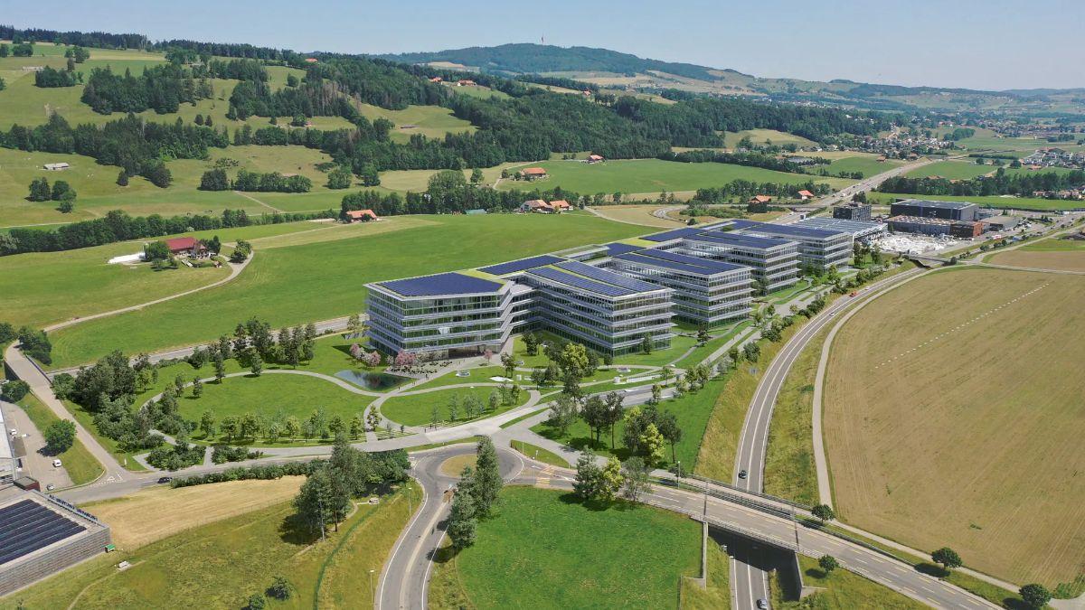 Le futur site de production de Rolex à Bulle, qui devrait ouvrir ses portes en 2029, couvre une surface de 104'686 mètres carrés. [Rolex]
