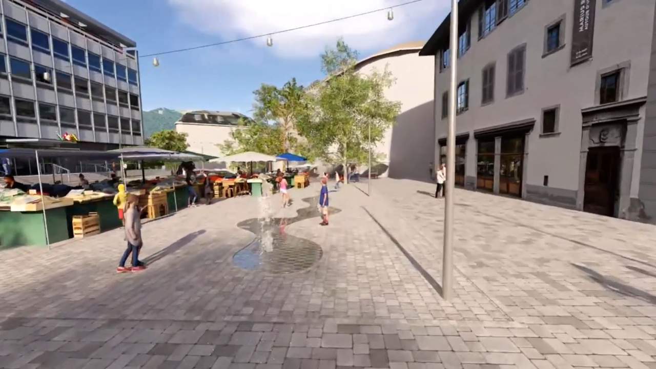 Le projet de réaménagement de la place du Marché à Aigle. [DR]