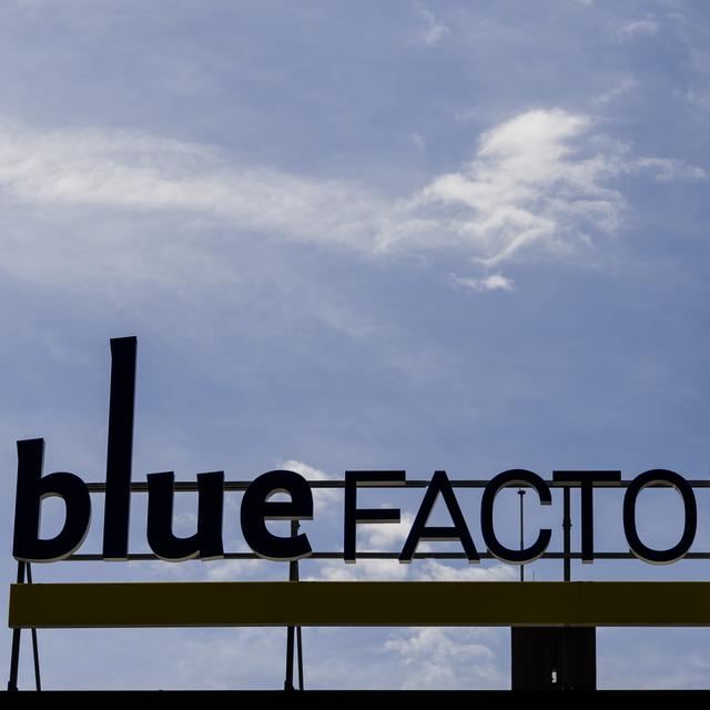 Le logo de Bluefactory. [Keystone - Jean-Christophe Bott]