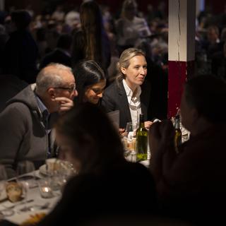 La politicienne allemande d'extrême-droite Alice Weidel, cheffe du parti Alternativ für Deutschland (AfD), lors d'un événement annuel de l'Union démocratique du Centre (UDC) à Zürich en Suisse. [Keystone - Michael Buholzer]