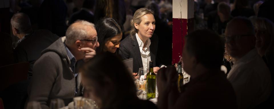 La politicienne allemande d'extrême-droite Alice Weidel, cheffe du parti Alternativ für Deutschland (AfD), lors d'un événement annuel de l'Union démocratique du Centre (UDC) à Zürich en Suisse. [Keystone - Michael Buholzer]