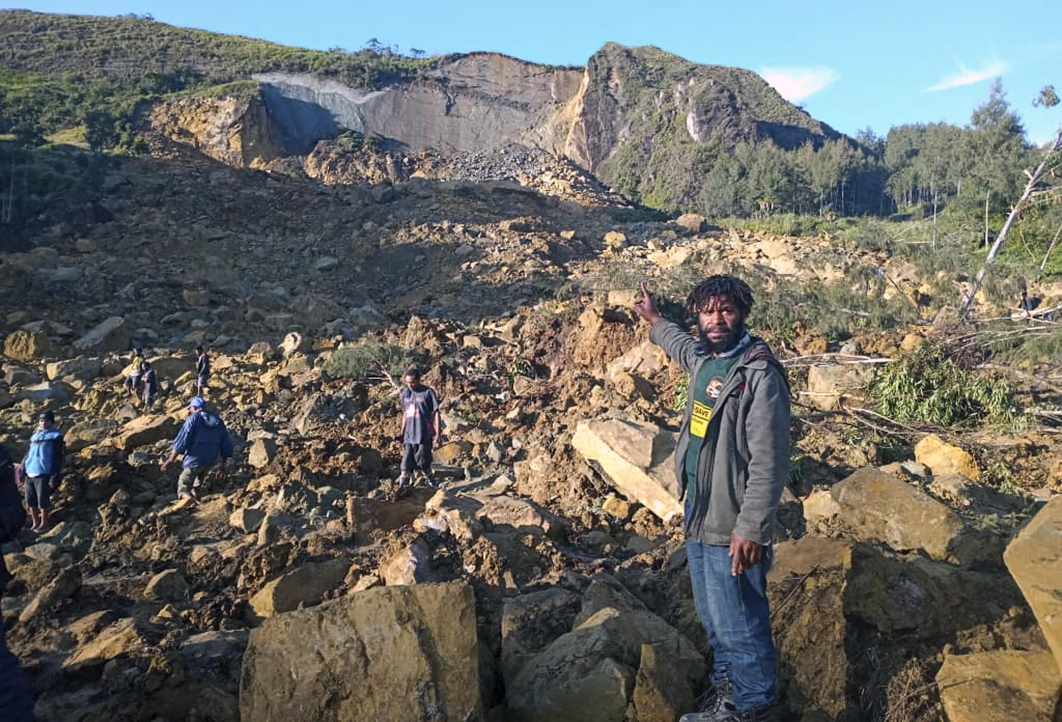 Le lieu du glissement de terrain, sur le flanc du mont Mungalo, au centre de l'archipel. [AFP - STR]