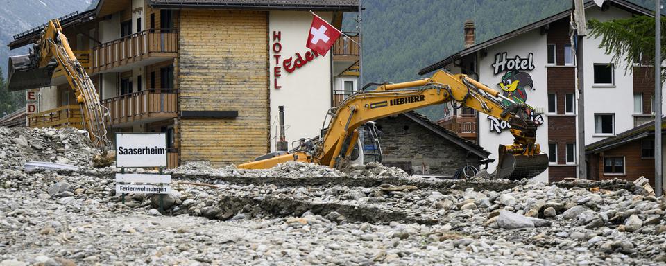 La commune de Saas-Grund, le 30 juin 2024. [Keystone - Jean-Christophe Bott]