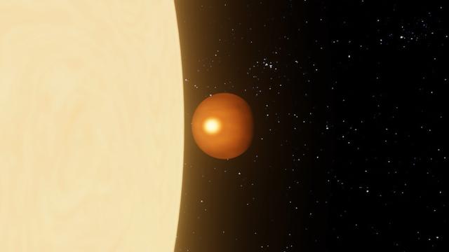 L'exoplanète WASP-76 b fait l'objet de nombreuses études depuis sa découverte en 2013. La température y atteint 2400 degrés Celsius. [Planetário do Porto – Centro Ciência Viva/Instituto de Astrofísica e Ciências do Espaço - Tania Cunha]