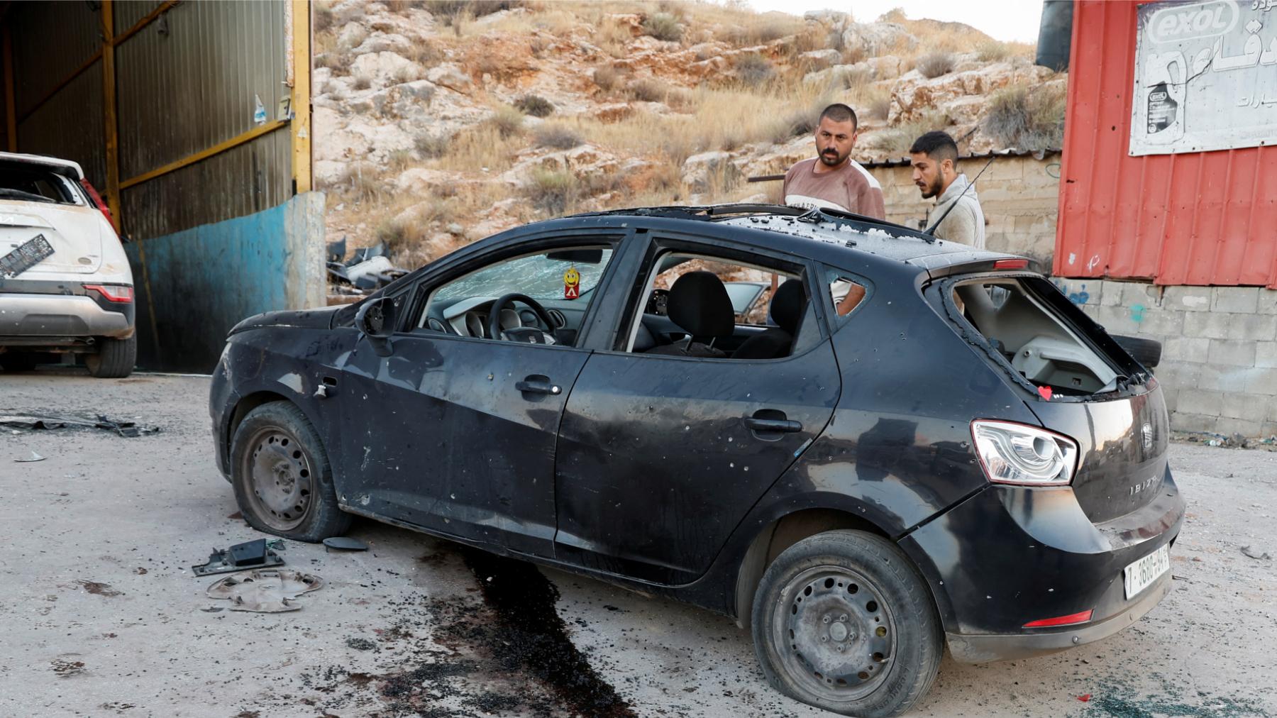 Selon le Croissant-Rouge palestinien, l'assaut a visé une voiture. [Reuters - Raneen Sawafta]