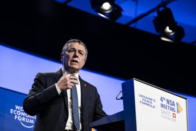 Le conseiller fédéral Ignazio cassis lors du WEF à Davos. [Keystone - Gian Ehrenzeller]