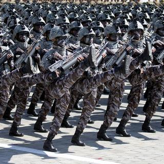 Une parade de soldats pour le 70ème anniversaire de la fondation de la Corée du Nord. 9 septembre 2018 (image d'illustration). [AP Photo/Keystone - Ng Han Guan]