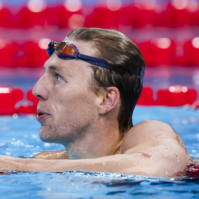 Le nageur suisse Jérémy Desplanches s'est qualifié pour les demi-finale des 200m masculines lors des JO de Paris. [Keystone - Patrick B. Kraemer]