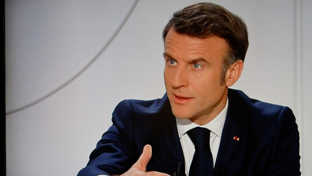 Le président français Emmanuel Macron s'est exprimé sur TF1 et France 2, le 14 mars 2024. [afp - Ludovic Marin]