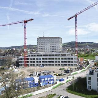 Le site en construction du nouveau bâtiment de l'hôpital de l'enfance à Wetzikon. [Keystone]