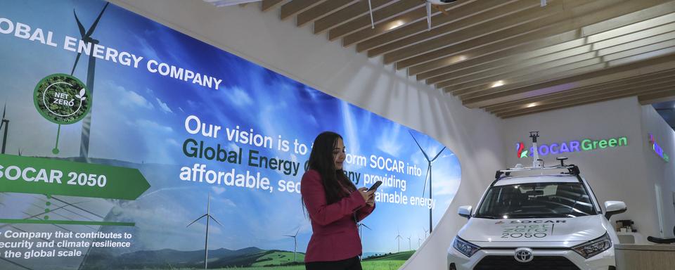 Le pavillon de l'entreprise pétrolière Socar à la COP29 de Bakou. [EPA - IGOR KOVALENKO]